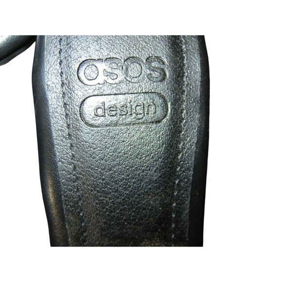 ASOS Black Vegan Leather Square Toe Kitten Heel Mules Size 6 - Picture 2 of 8